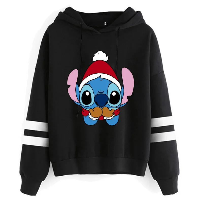 Aesthetic Funny Y2k Christmas Sweatshirt Lilo Stitch Disney Cartoon Hoodies Women Cute Stitch Anime Manga Hoody Female Clothes