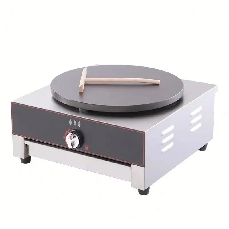 2-Plate Counter Top Crepe Pancake Making Machine Stainless Steel Crepe Maker Home Use Gas-powered Core Motor PLC Used Wood