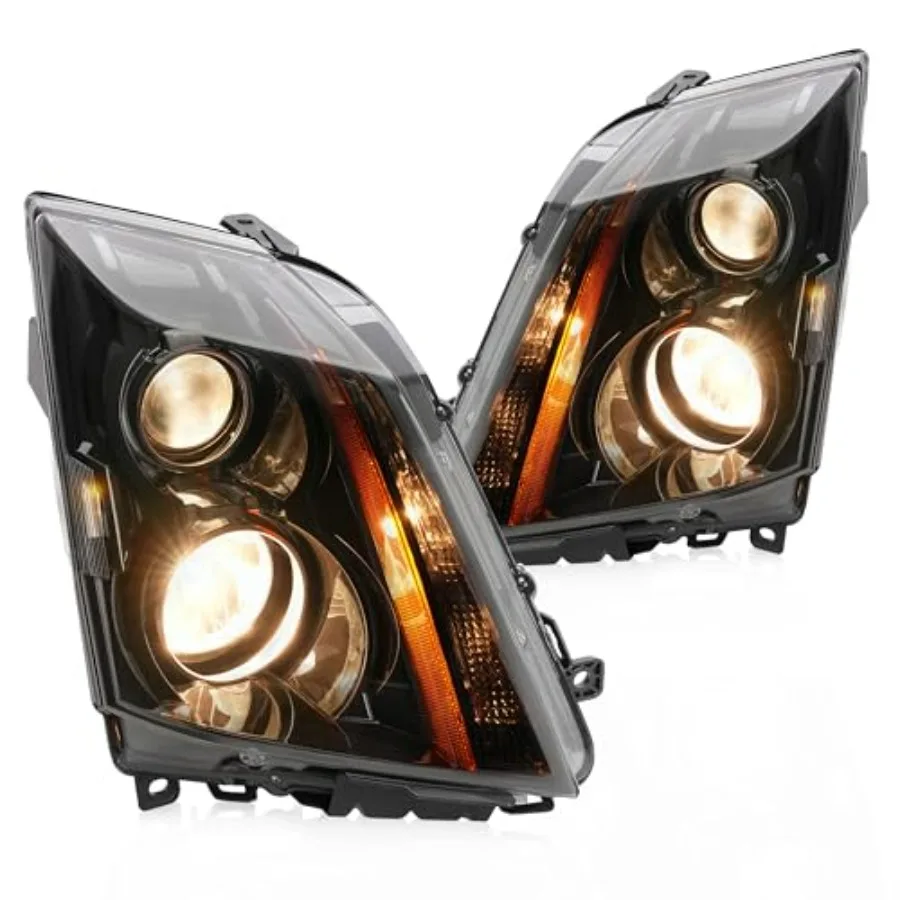 

Pair Headlight Assembly Compatible with 2008-2014 Cadillac CTS Projector Front Lamp Not Compatible on Models w/Factory HID Headl
