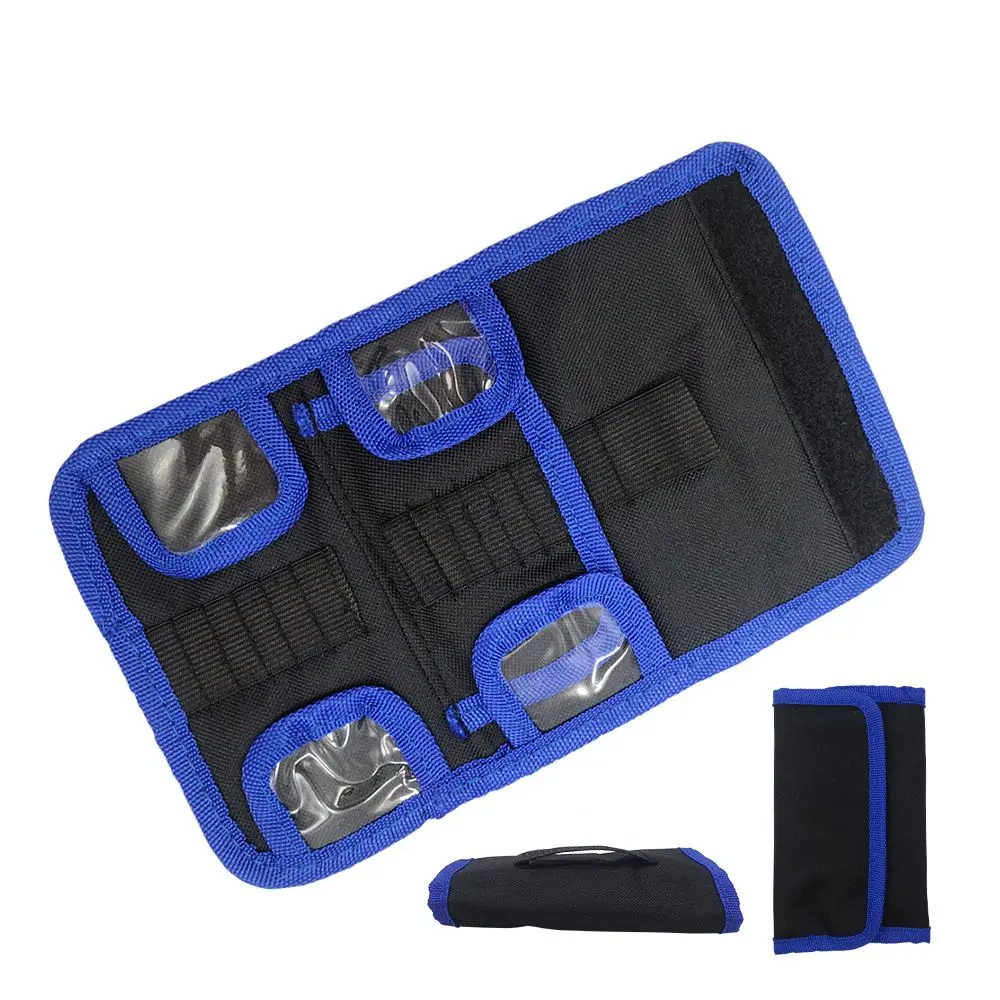 

Multipurpose Oxford Cloth Bits Organizer Bag Convenient Roll Up Hardware Tool Bag Blue Lightweight Handheld Pouch Storage