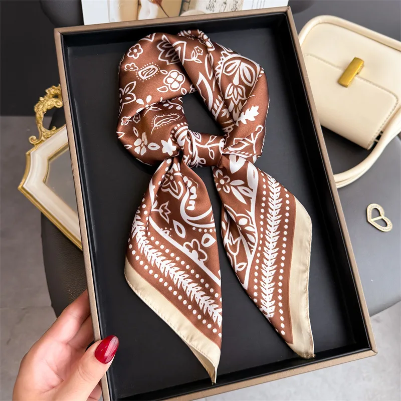 1Pc cashew print fashion silk scarf square scarf high-end shawl neck small square scarf headscarf women's scarf view 3