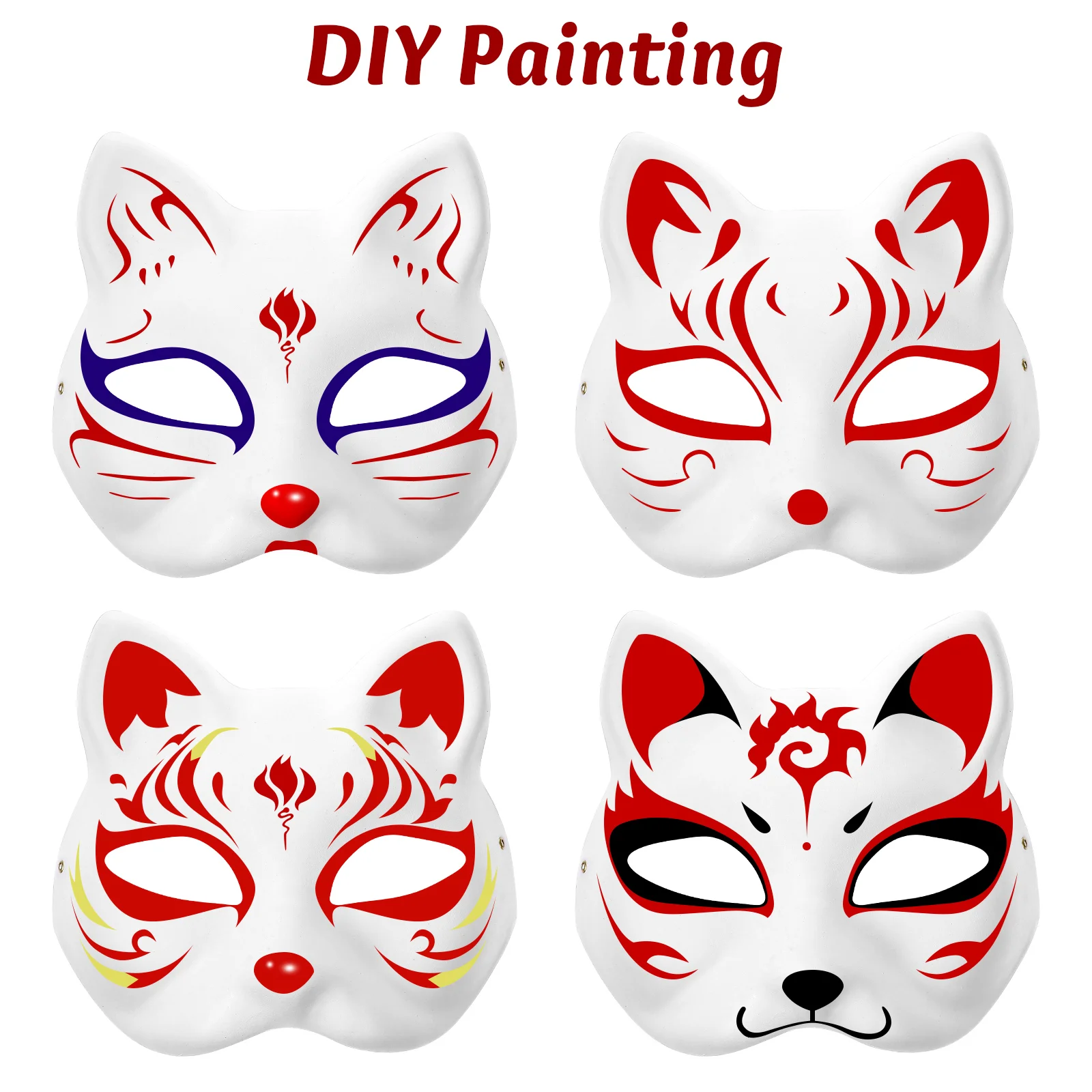 20 Pcs Blank Hand Drawn Mask Cat Litter Masquerade Masks DIY White Indoor for Women Paper Prop Painting Child