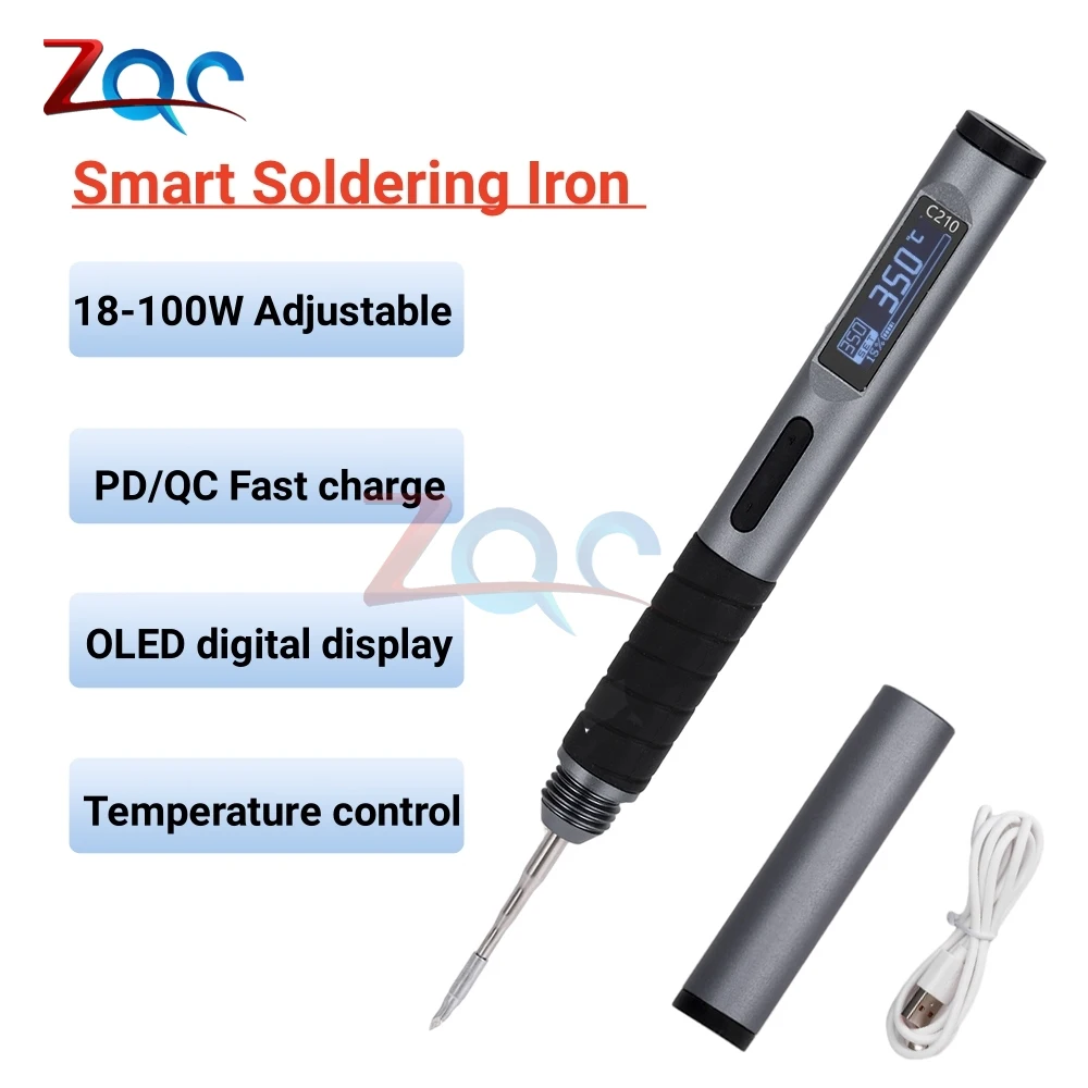 

Smart Electric Soldering Iron PD 100W Adjustable Constant Temperature Fast Heat Portable Soldering Iron Station Kit Repair Tools