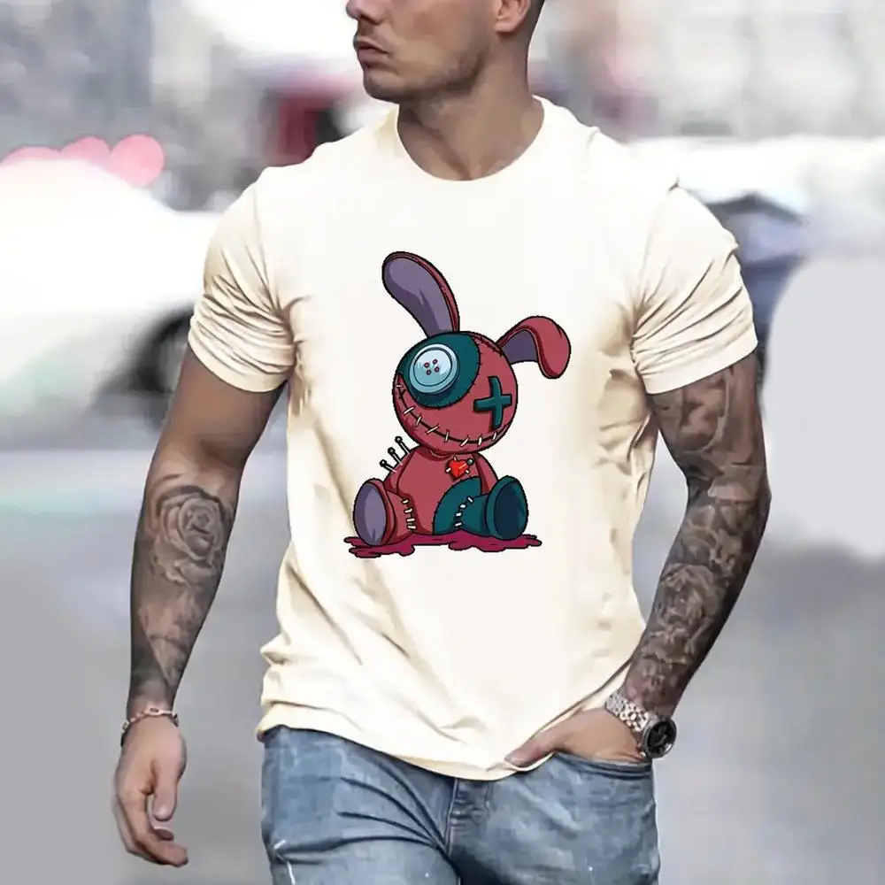 Men\'s T Shirt Cartoon Pattern Print Summer Casual Short Sleeve Tee Fashion Loose Pullover Overszied Clothing Male T-Shirts