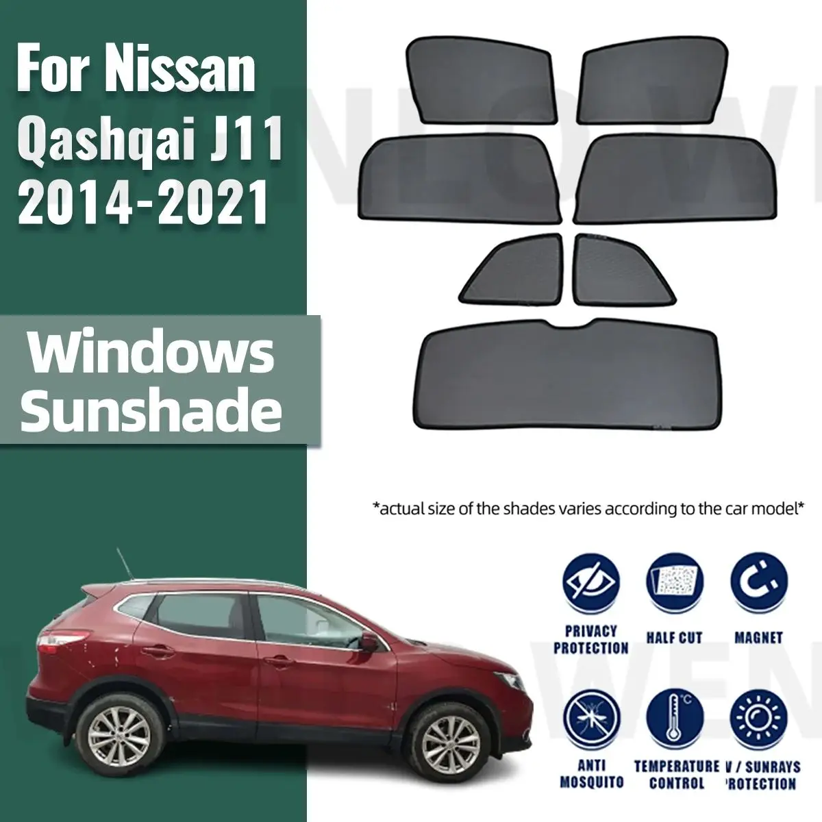 

For Nissan QASHQAI J11 2013-2021 Rear Side Window Sun Shade Visor Car Sunshade Accessories Front Windshield Mesh Vehicle Curtain