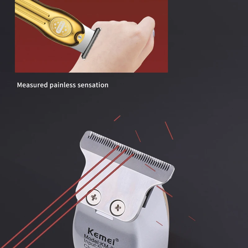 Kemei 679 미니 휴대용 제로 갭 헤어 클리퍼 남성용 전기 무선 헤어 트리머 수염 조각 클리퍼 가정 및 살롱용