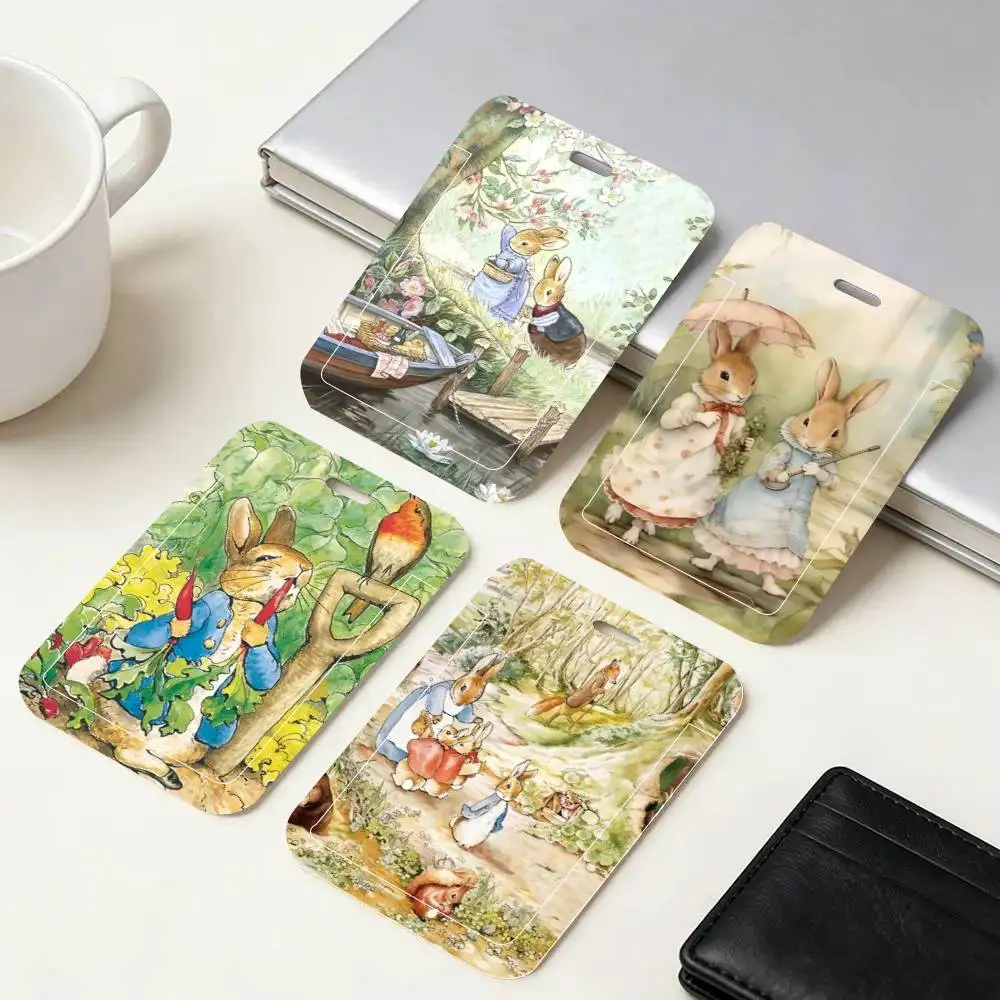 

Детский развивающий брелок-держатель для ID-карт и пропусков с рисунком Питера Кролика, на шейном ремешке, с подвеской и креплением для ключей