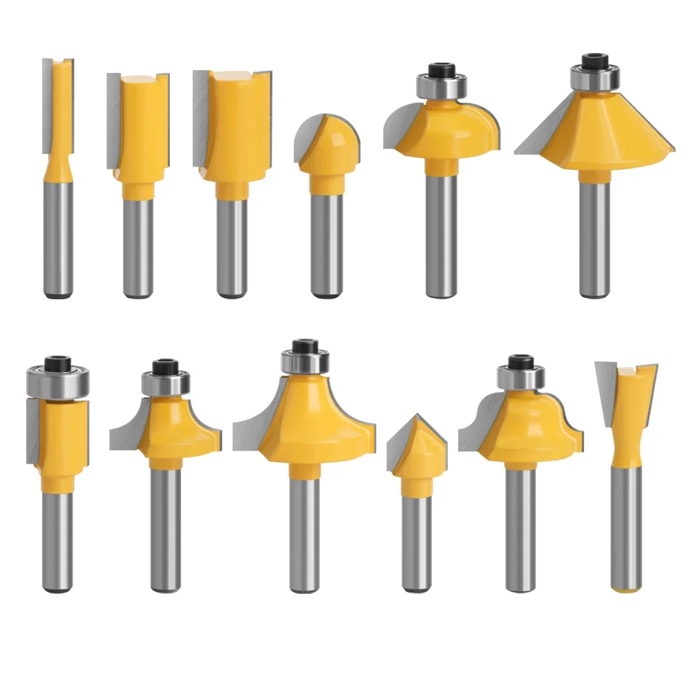 1pc 6mm Shank Router Bit Straight T Bit V Flush Trimming Cleaning Round Corner Cove Box Bits Milling Cutter For Wood