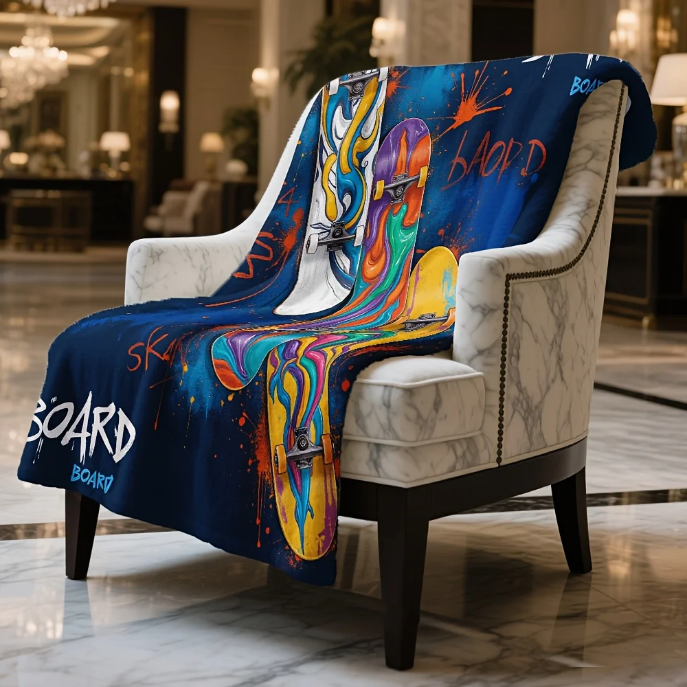 Ultimate Skateboard Graffiti Blanket Throw 150x200cm Cool Street Art Sports Decor for Couch Bedroom