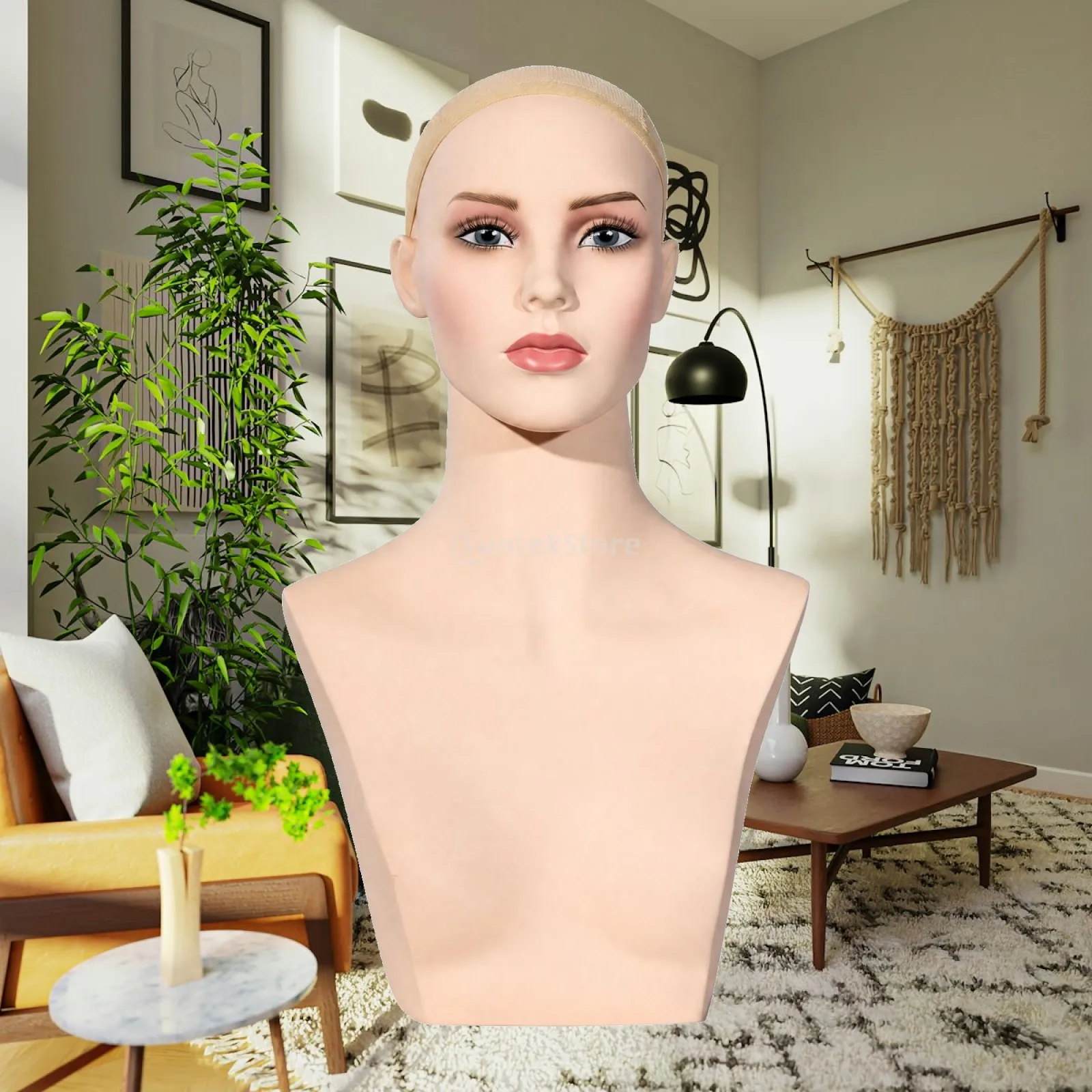 Mannequin Bust with Separable Head Defined Facial Features Female Mannequin Bust Smooth Surface Realistic Female Manikin Head