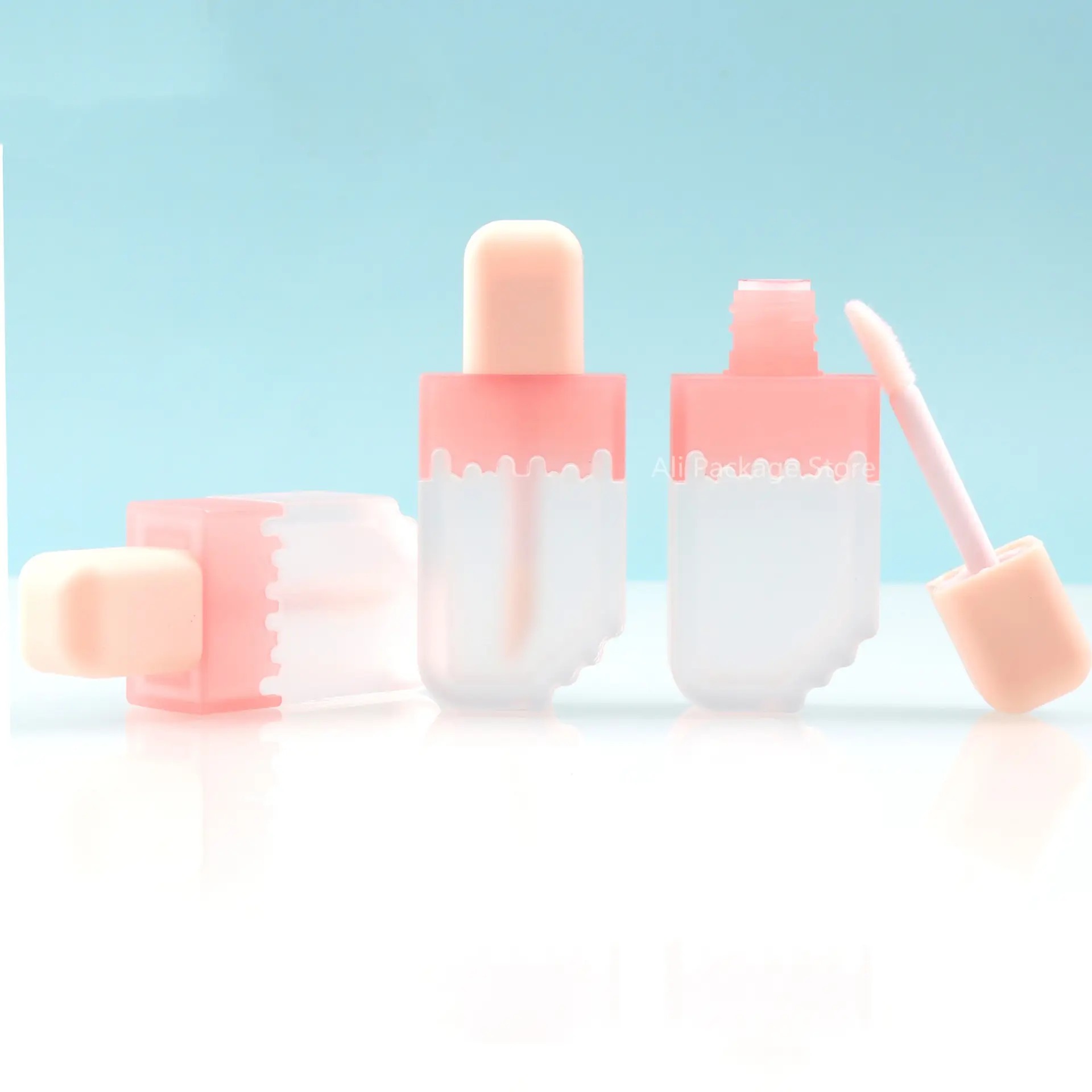 5ml Lip Gloss Tubes DIY Plastic Trapezoid Ice Cream Lip Glaze Empty Tube Portable Travel Cosmetic Lipstick Tube Packaging Tool