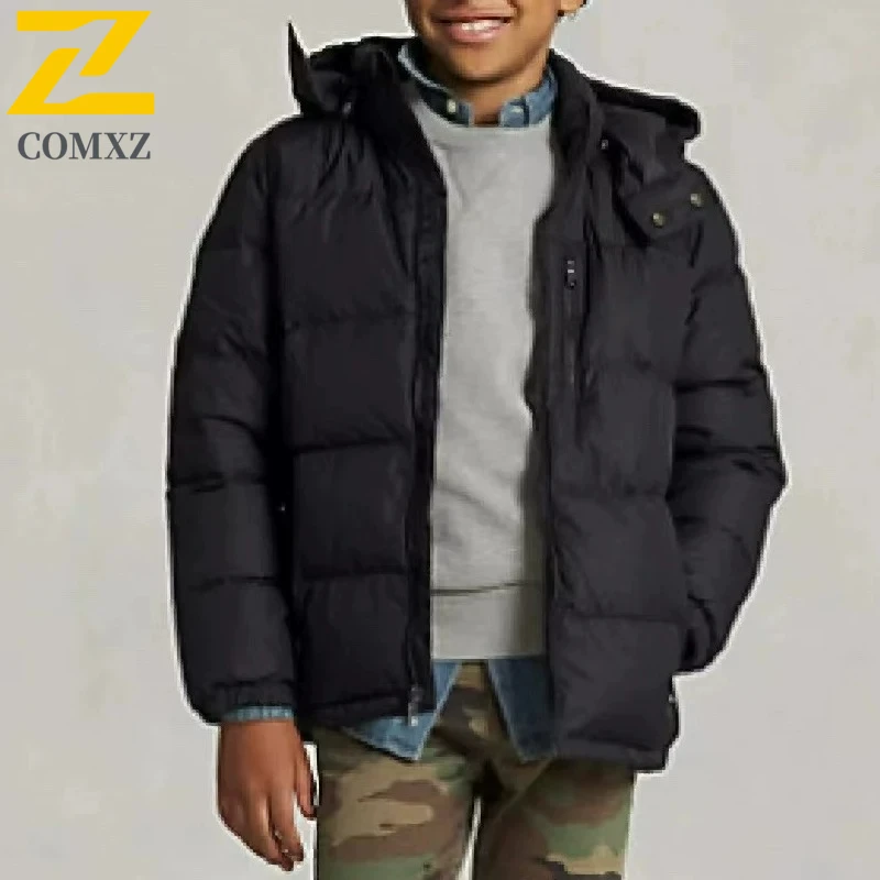 COMXZ Warm Thick Cotton Padded Jacket Trendy Solid Color Snowy Puffer Jacket Streetwear High-Quality Winter Jacket Mens Clothing