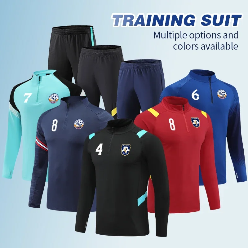 Custom Soccer Tracksuit Sets Polyester Plus Size Tracksuit Mens Winter Training Football Tracksuit Jacket With Zipper Pockets