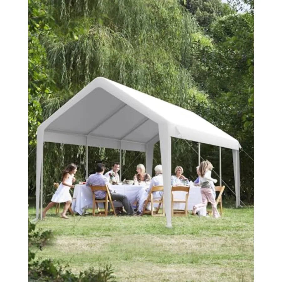 

Outdoor carport canopy cover for vehicles 220g PE tarp black waterproof and UV protected 13x20 FT heavy-duty portable garage re