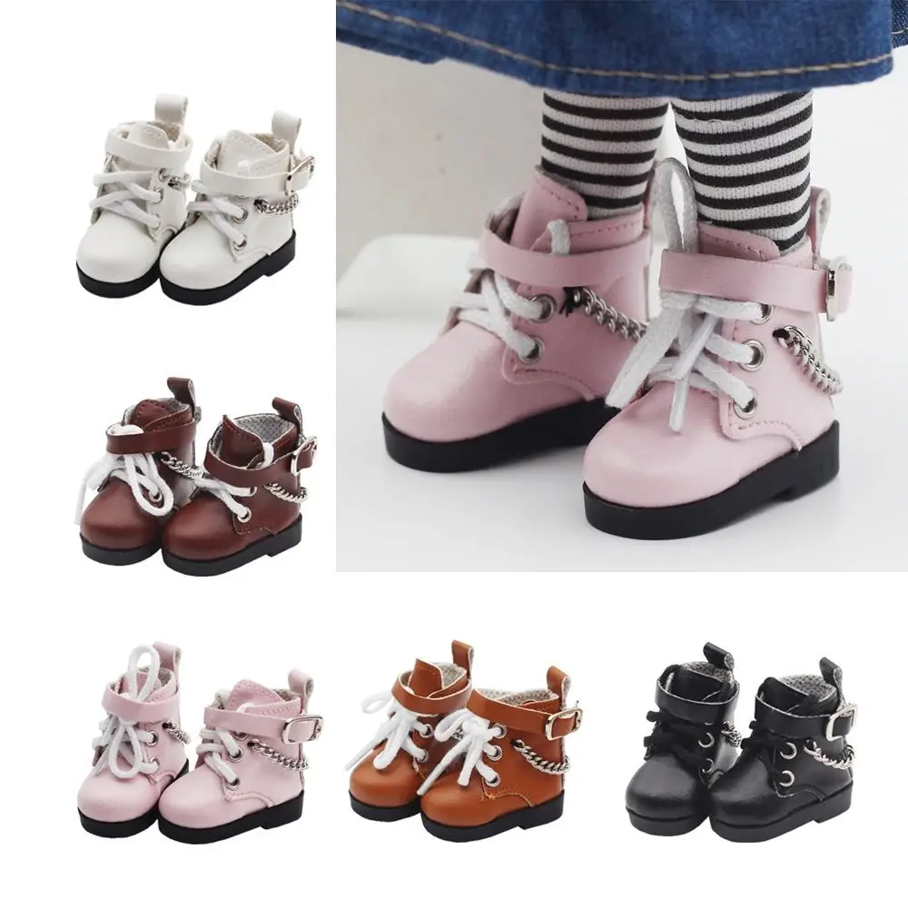 

1Pair PU Leather Mini Doll Shoes Chain Shoes Mini 4.5*2cm BJD Doll PU Shoes Doll Shoes Cute EXO Doll Boots Children Toys