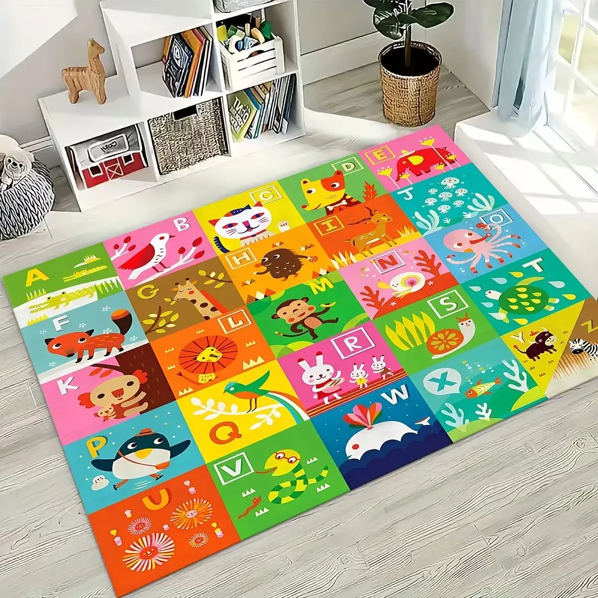 ABC Animal Alphabet Cartoon Early Educatio Kid Crawling Playroom Rug Carpet for Bedroom Living Room Sofa Doormat Decor,Non-slip