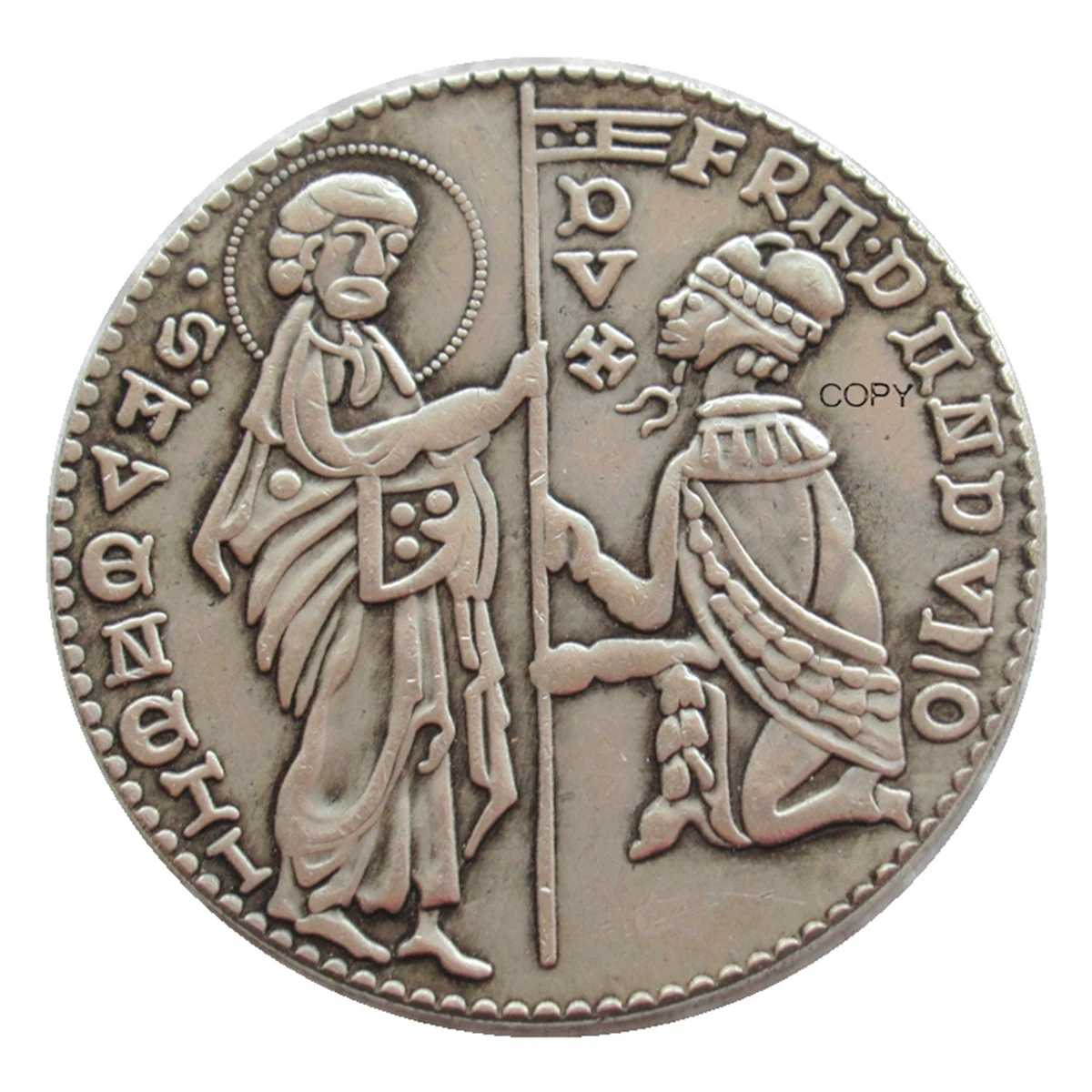 Репродукция Italy Ducat посеребренная декоративная памятная монета 30 мм Репродукция Italy Ducat посеребренная декоративная памятная монета 30 мм