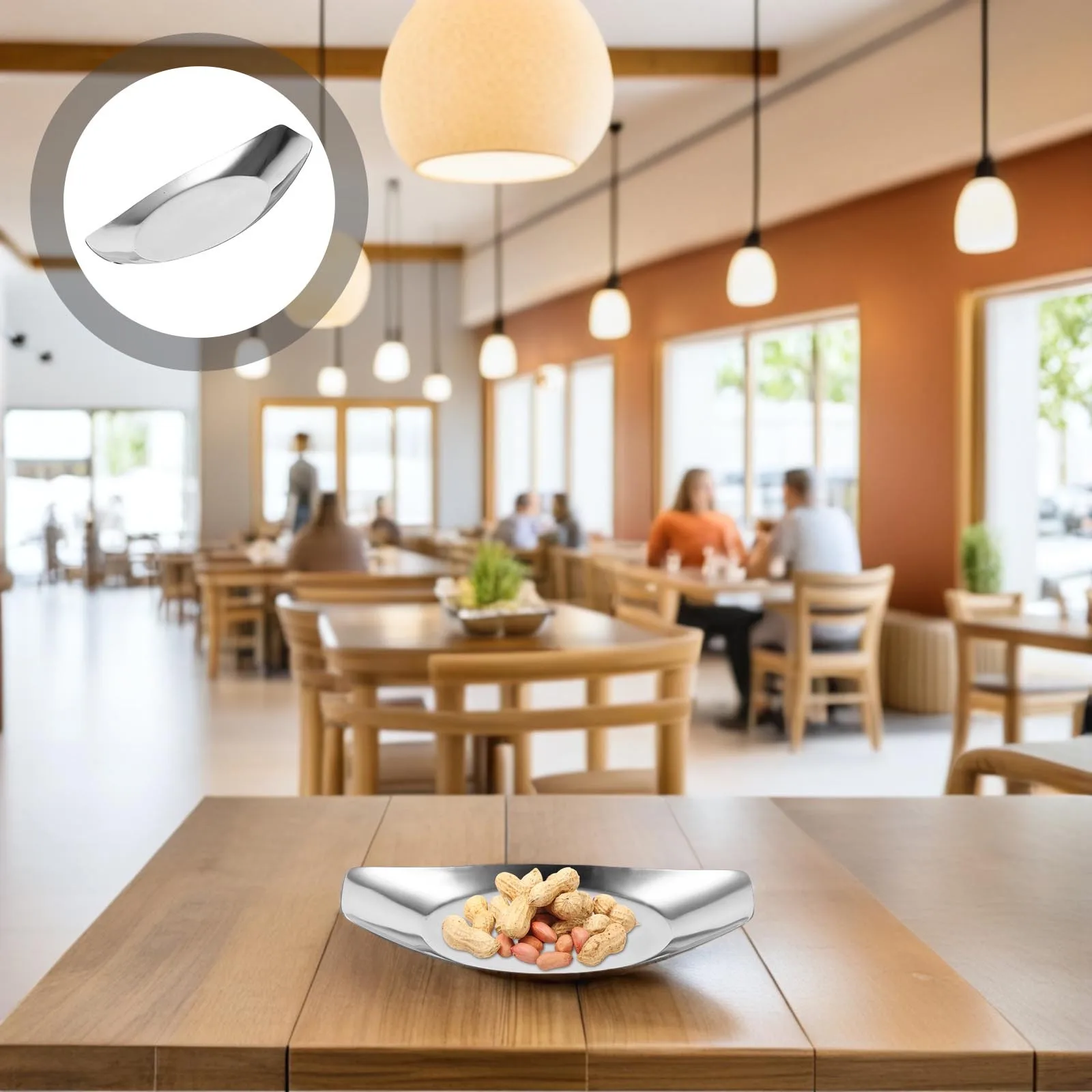 

Stainless Steel Napkin Tray Boat Shape Snack Holder Desktop Storage Organizer Home Kitchen Bathroom Serving Tray