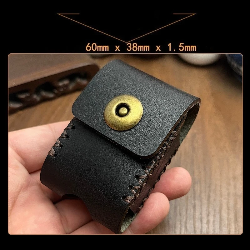Echtes Rindsleder-Etui für Zorro/Zippo Feuerzeuge, Vintage-Design, Ledertasche mit verstärktem Stahlclip, Retro-Feuerzeughalter – Detail 4
