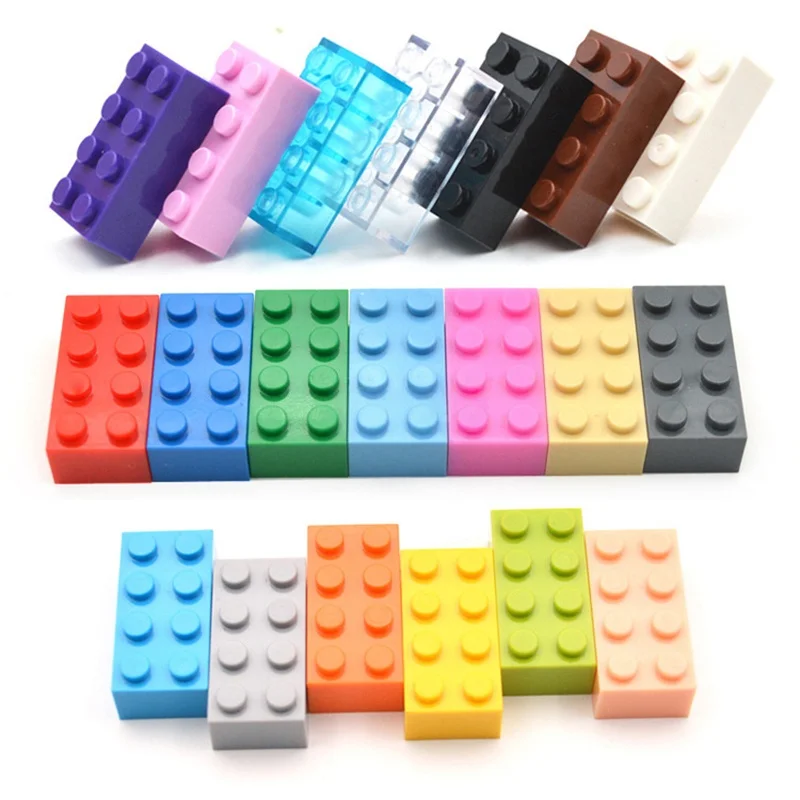 40 pièces bricolage blocs de construction figurines épaisses briques 2x4 points éducatif taille créative Compatible avec 3001 jouets en plastique pour les enfants