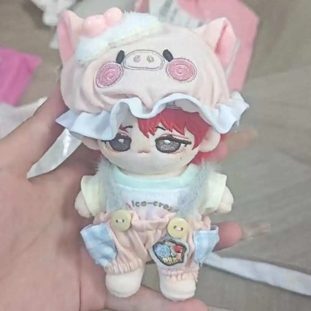 

10/20cm Pendant Doll Clothes For Cotton Doll Kawaii Pig Ice Cream Style Outfit With Headscarf Diy Accessories