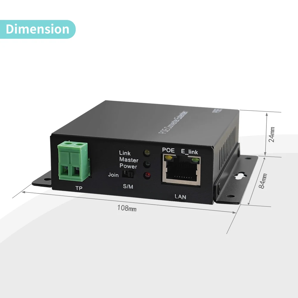 10/100Mbps PoE Converter Over Twisted Pair 2-wire Cable for IP Ethernet Extender