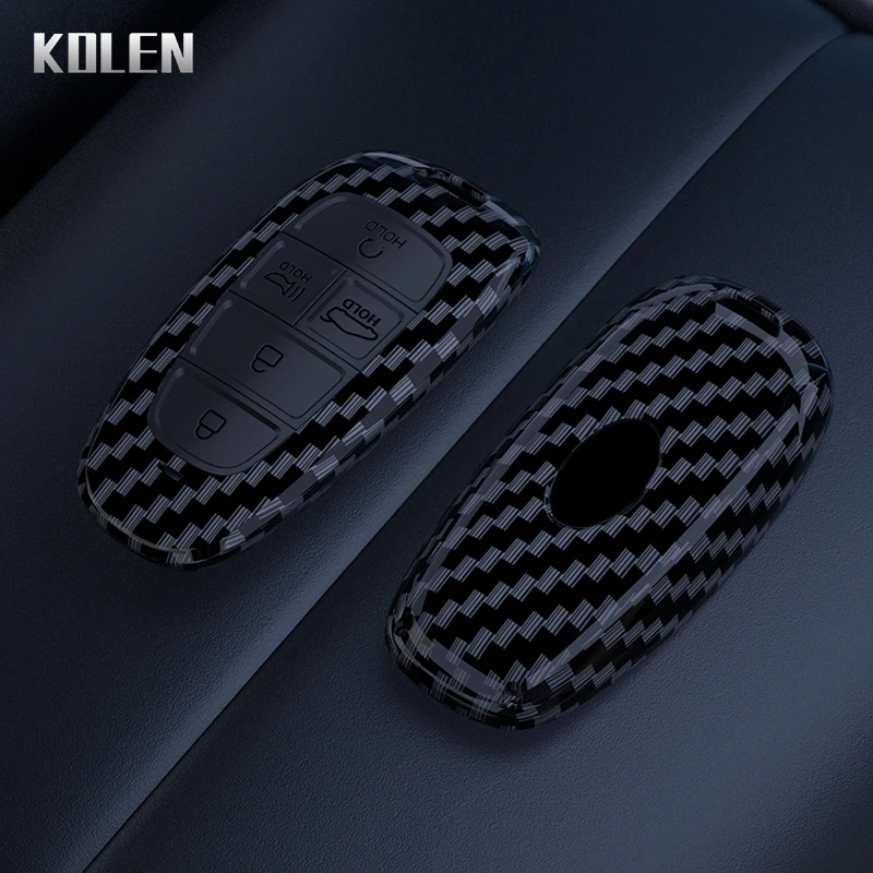 ABS Carbon Fiber Car Key Case Cover For Hyundai Sonata Nexo DN8 Santa Fe TM Tucson NX4 Staria Ioniq 3 4 5 6 7 Buttons Shell Fob