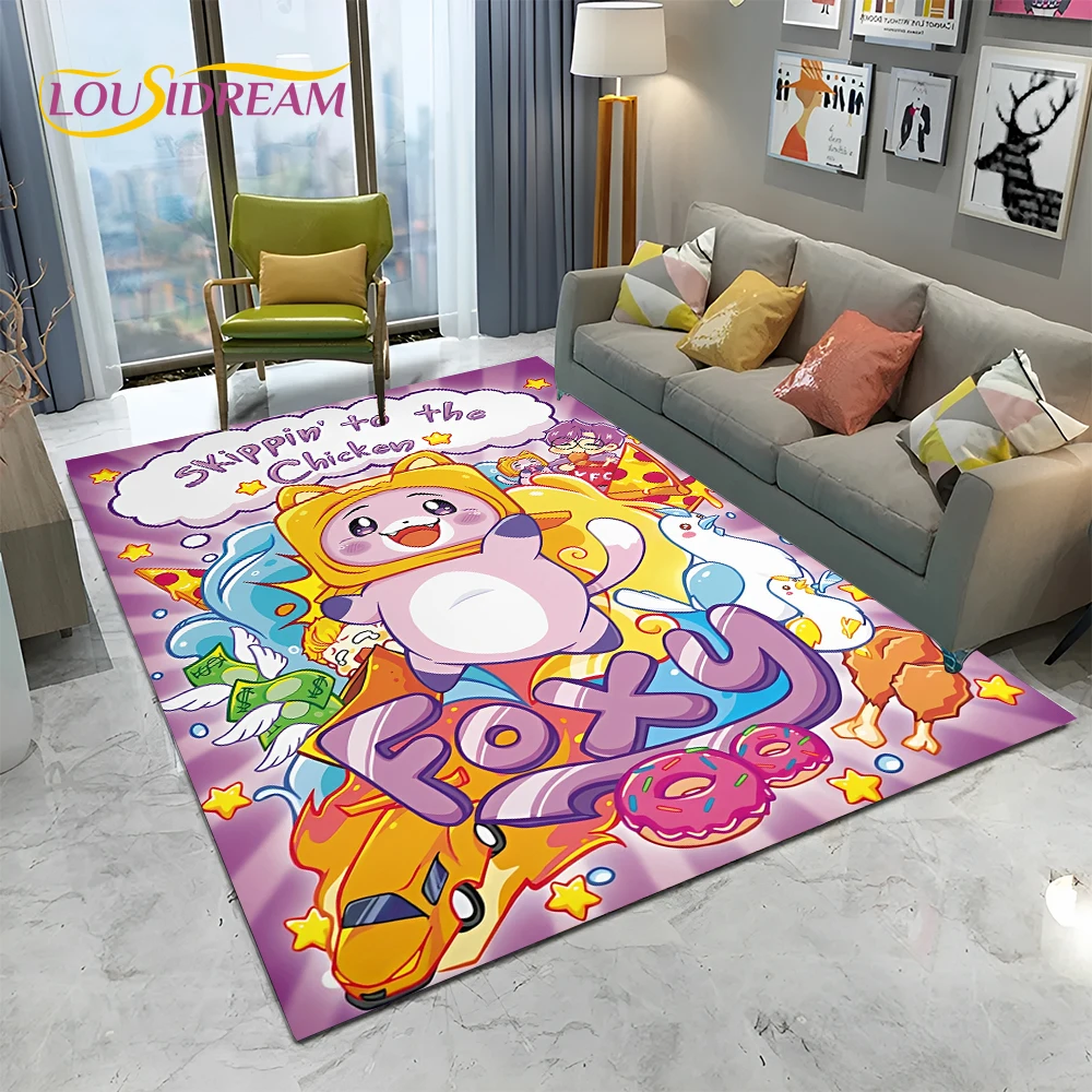 Cute Happy Lankybox Foxy Boxy Rocky Carpet Rug for Home Living Room Bedroom Sofa Doormat Decor,kids Area Rug Non-slip Floor Mat