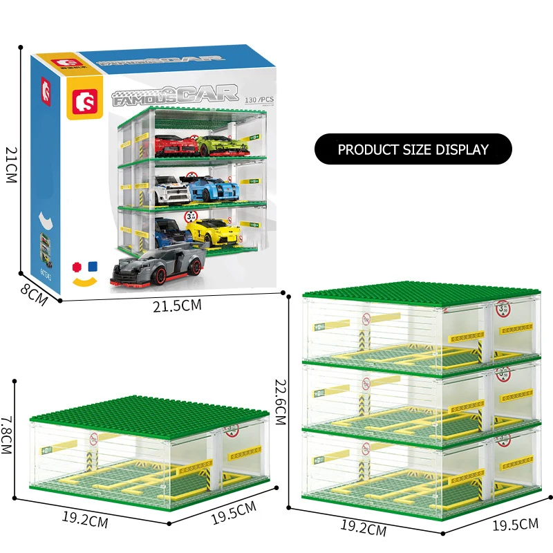 SEMBO BLOCK bricolage voiture de sport Garage blocs de construction technologie véhicule de course stockage vitrine briques enfants jouets garçons cadeaux