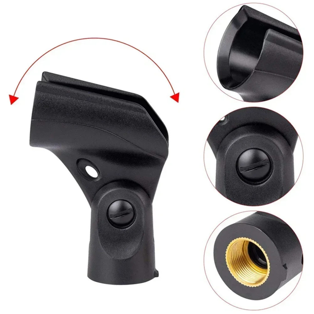 New Microphone Clip With Adapter With Adapter Nut Black For Handheld For Handheld Wireless Microphone Clip Plastic