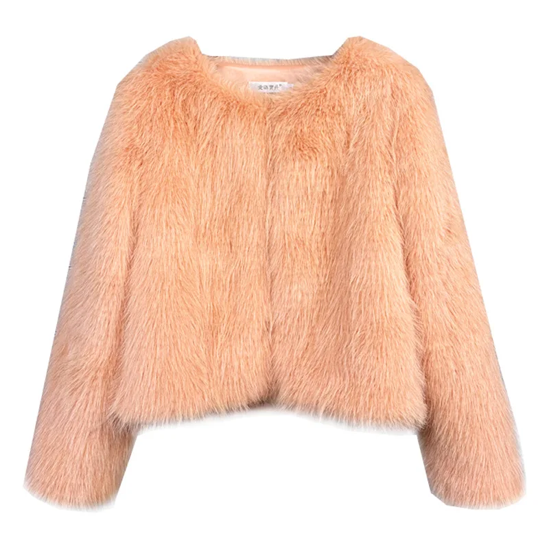 

2025 New Faux Fur Jacket Women Short Coat Korean Style Solid Color Winter Warm Outerwear Fashion Casual Style
