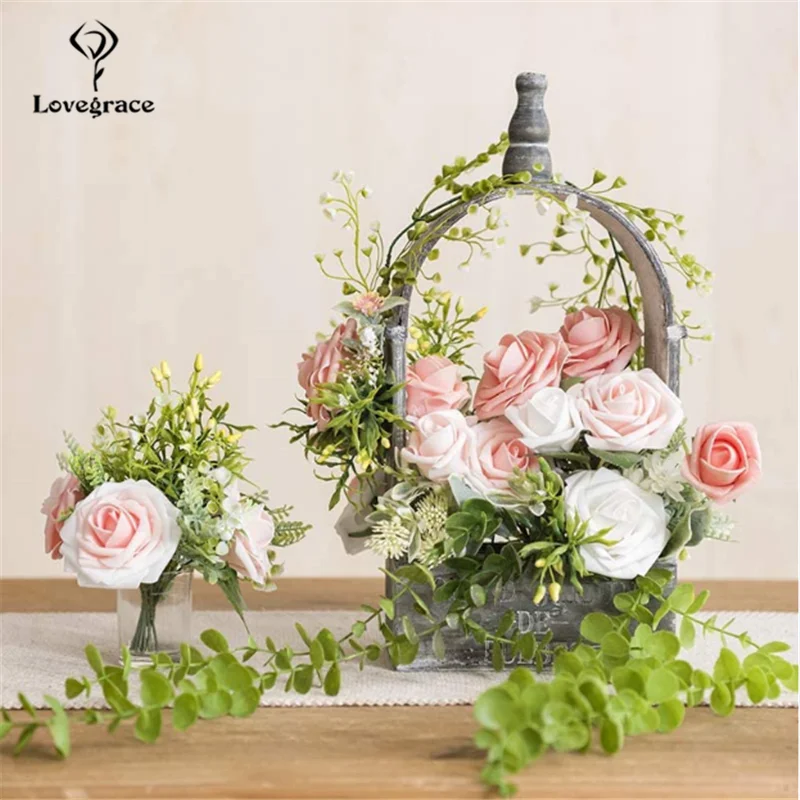 Flores artificiales de espuma de PE de 8cm, cabeza de rosas de colores, ramos de boda nupciales, decoraciones de mesa para fiesta en casa, regalo del Día de San Valentín, 25 uds.