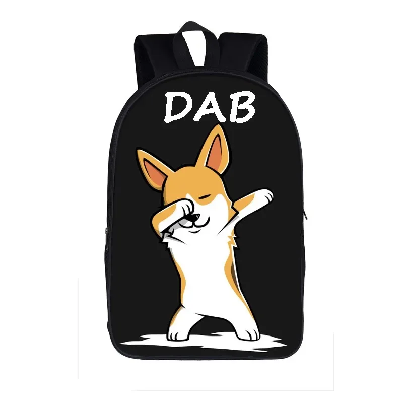 Dab Funny Cartoon Dog Impresso Mochila para Meninos e Meninas, Mochilas escolares, Adolescentes, Laptop Bag, Mochilas Casual Estudante, Mochilas de Viagem