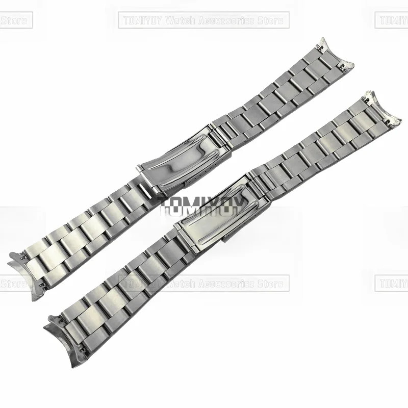 13มม. 17มม. 18มม. 19มม. 20มม. 21มม. ปลายโค้งสีทองพร้อมหัวเข็มขัดพับเต่าหลังสายสแตนเลสเหมาะสำหรับ Rolex Datejust