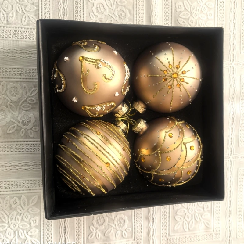 

8 шт./упак., диаметр = 8 см, золотисто-коричневая серия, стеклянный шар, кулон, украшение для дома, праздничный орнамент, рождественская елка, подвесной шар