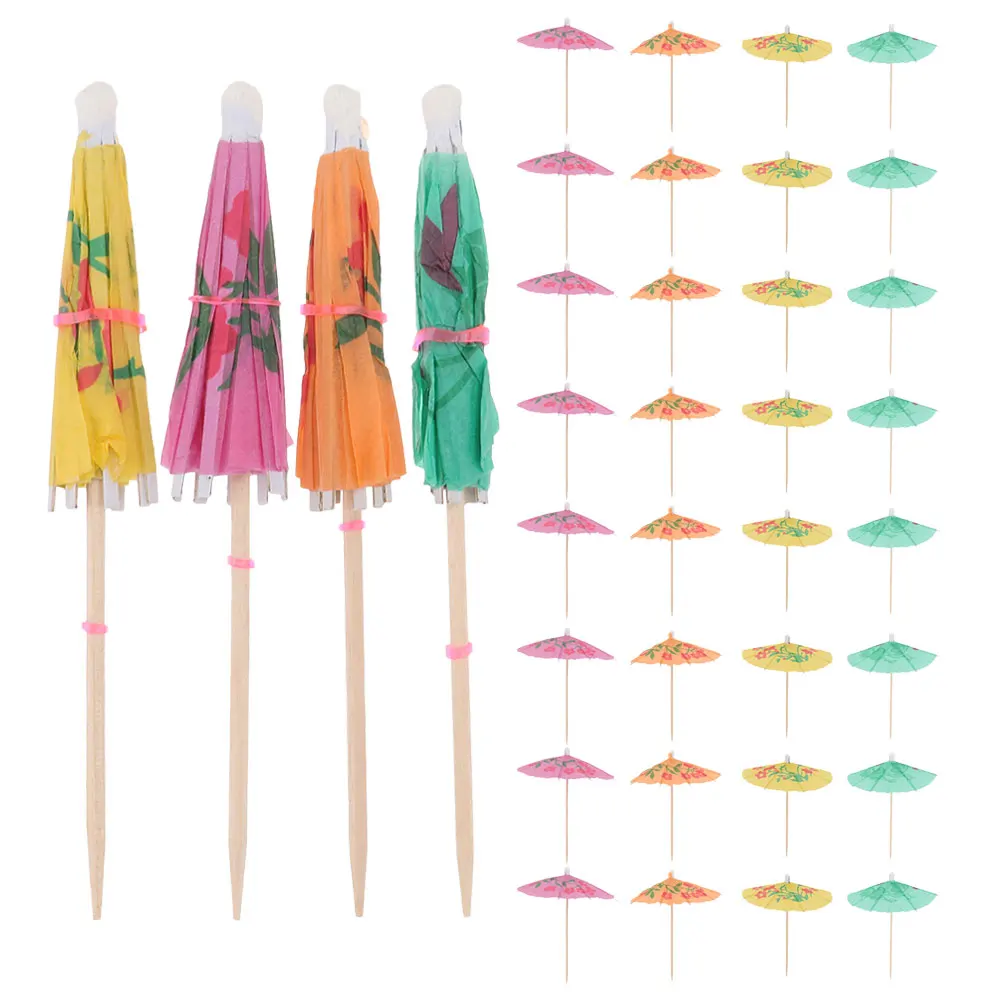 

40Pcs Paper Umbrella Fruit Picks Creative Cocktail Sticks Party Drink Dessert Decor Miniature Ornaments for Home Wedding