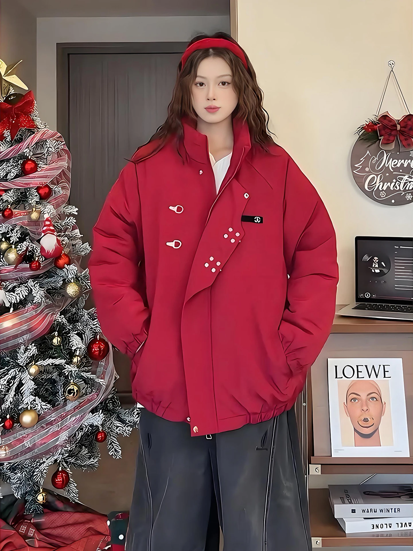

Мужское зимнее пальто Ankang Red Thiened Warm Cotton Jaet Cleanfit Cisas Outfit, повседневное, с длинными рукавами, для молодежи, синее