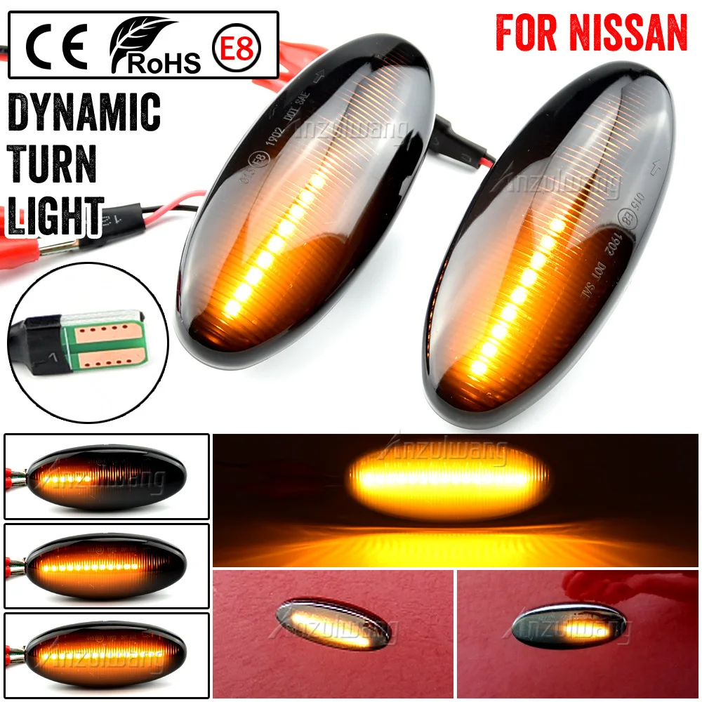 

2pcs Dynamic LED Fender Side Marker Turn Signal Lights For Nissan Navara D22 NP300 1998-05 Datsun Frontier Fiera PickUp Terrano