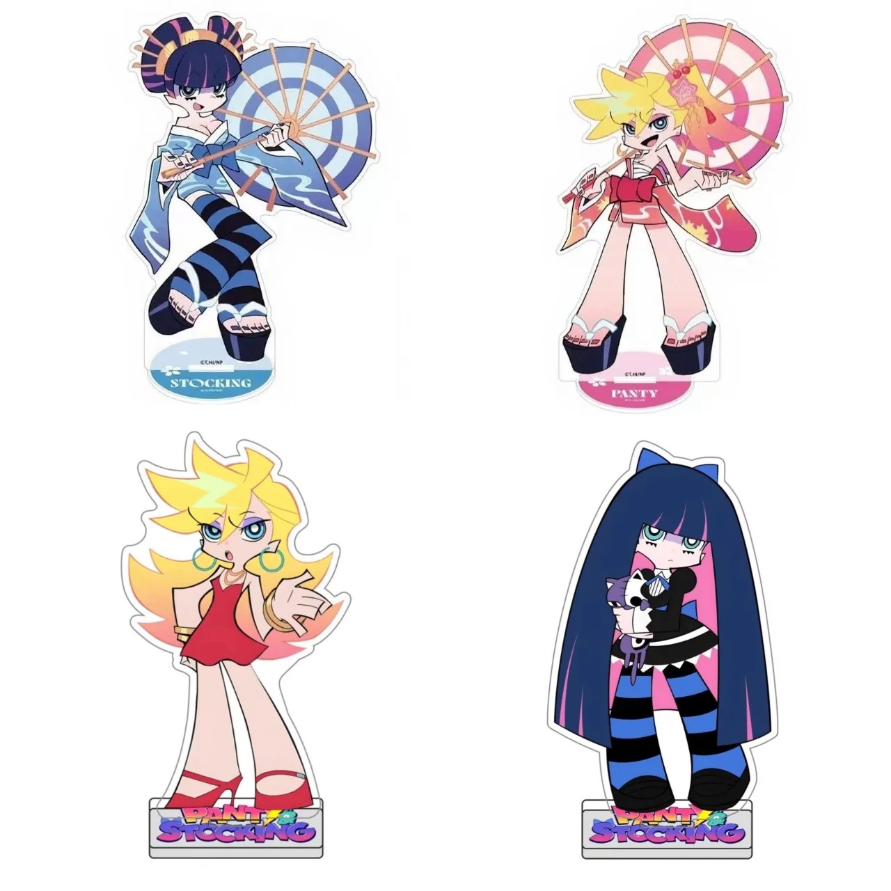 Anime Panty & Stocking with Garterbelt Figure Acrylic Stand Ornament Cute Desktop Model Decoration Cosplay Props Fans Gift