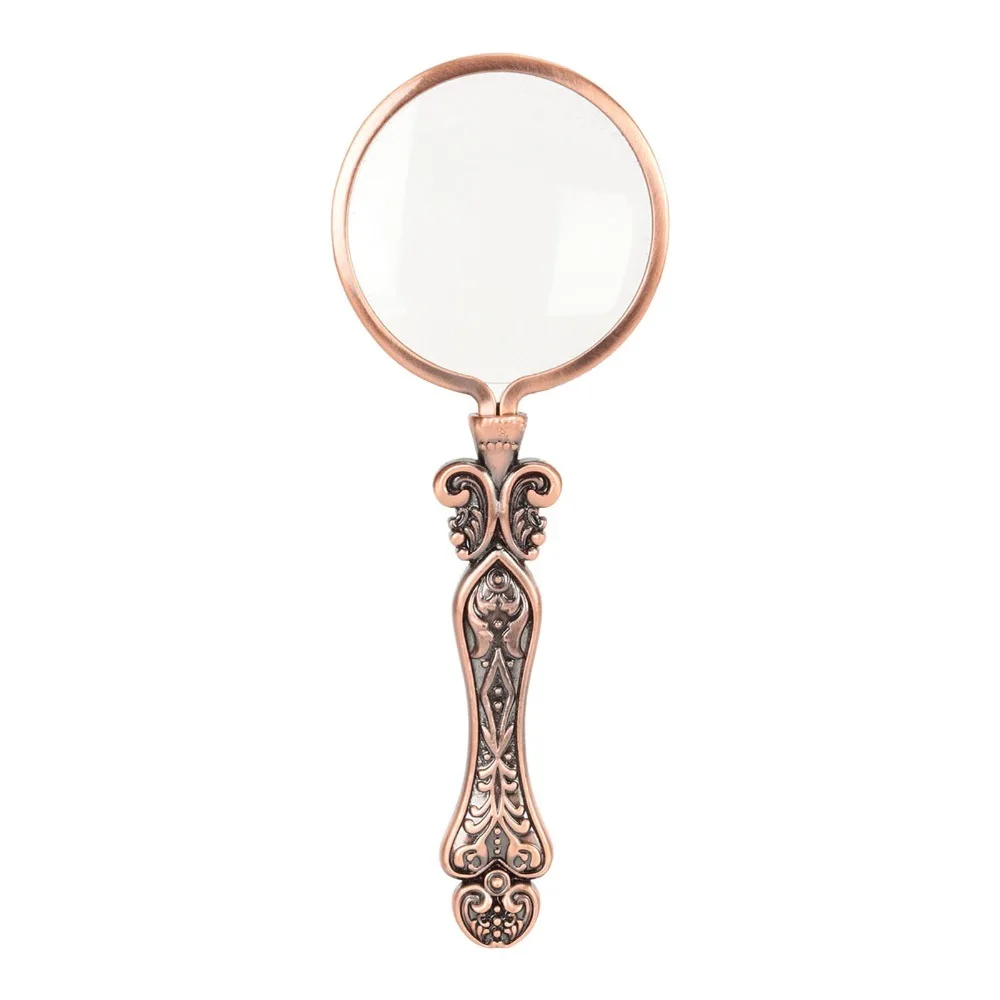 

Bronze Finish Retro Magnifying Glass Slipless Handle Alloy Material Handheld Magnifying Glass Antique Gold