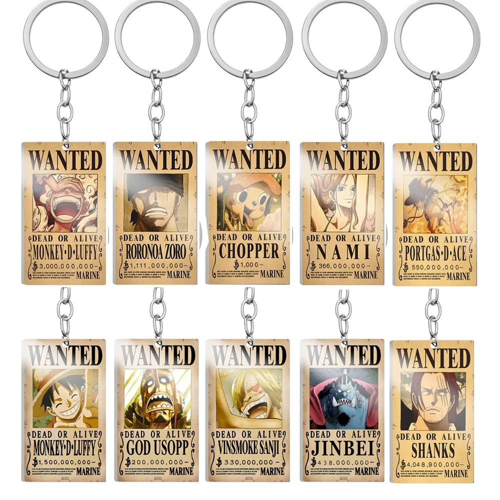 Anime One Piece Metal Keychain Accessories Cartoon Luffy Nika Zoro Action Figures Wanted Keyring for Car Keys Chain Toys Gifts