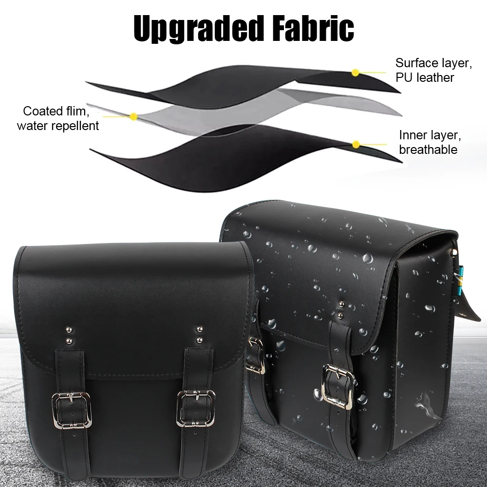 Universal Motorcycle Saddle Bag 2 piece/set Multi-functional Motorbike Side Bags PU Leather Tool Storage Pouch Large Capacity
