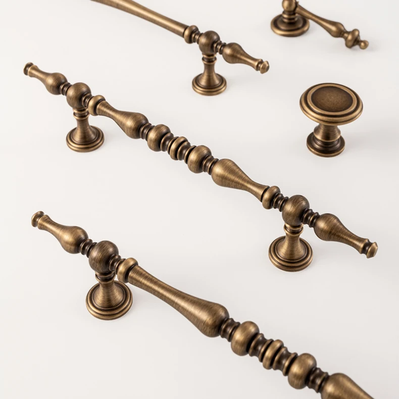 Antique brushed brass cupboard pull and furniture knob — supplier illustration 14
