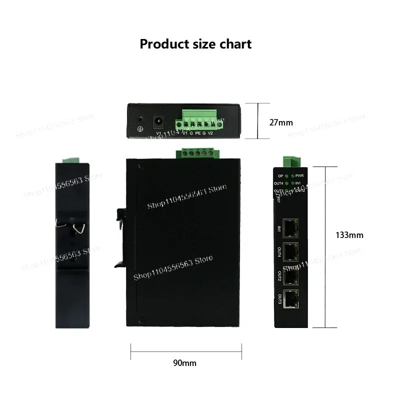 Divisor/switch EtherCAT 18-36V RJ45 - em cascata com estação mestre PLC