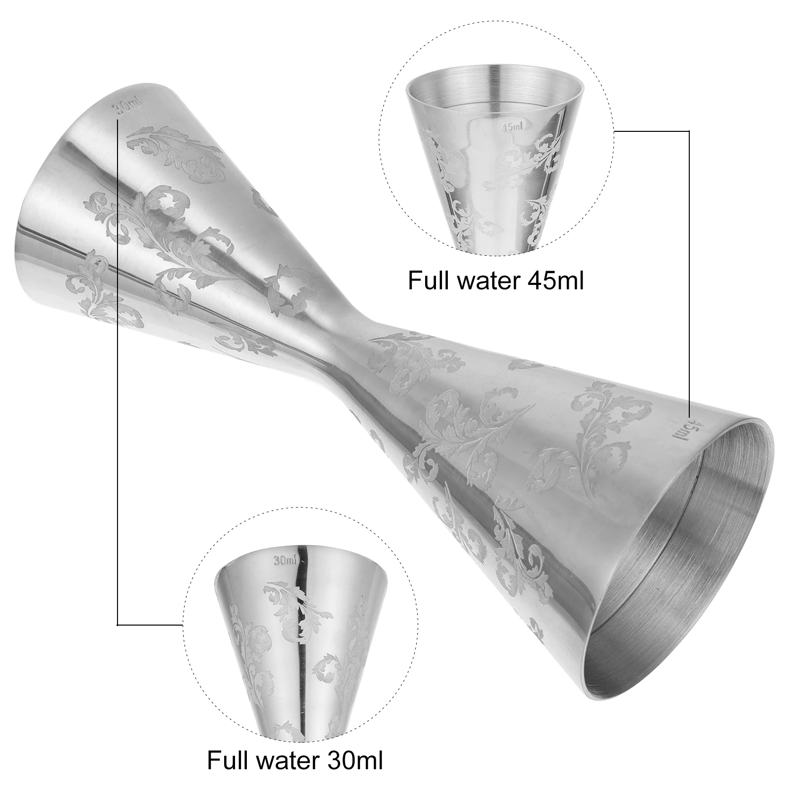 

Liquid Measurer Cocktail Drinks Measures for Spirits Stainless Steel Measuring Jigger