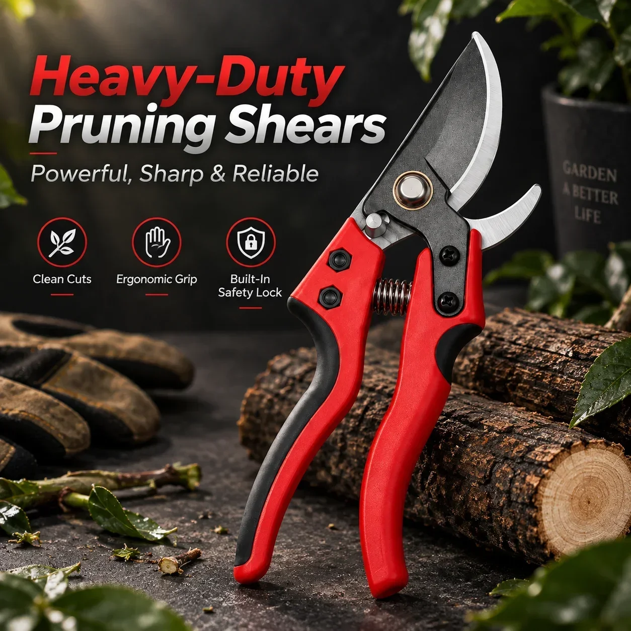 Heavy Duty Pruning Shears for Fruit Tree Harvesting, Garden Flower Scissors, Professional Gardening Tool for Home Use