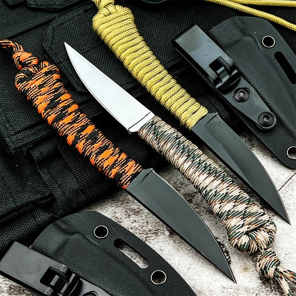 

Высококачественный нож с фиксированным лезвием и ножнами, лезвие из стали 440C, рукоять из нейлоновой веревки, портативный нож для активного отдыха, кемпинга и походов