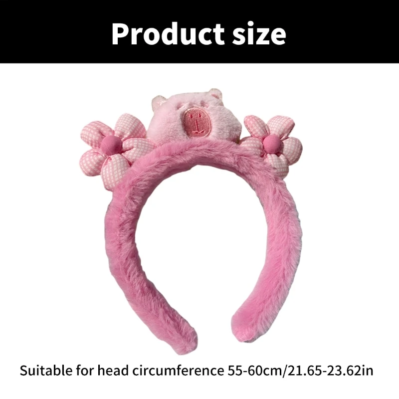 Cartoon Capybara Headband Cosplay Costume Hairhoop Birthday Party Props Face Washing Plush Hairband Women Girl Accessory