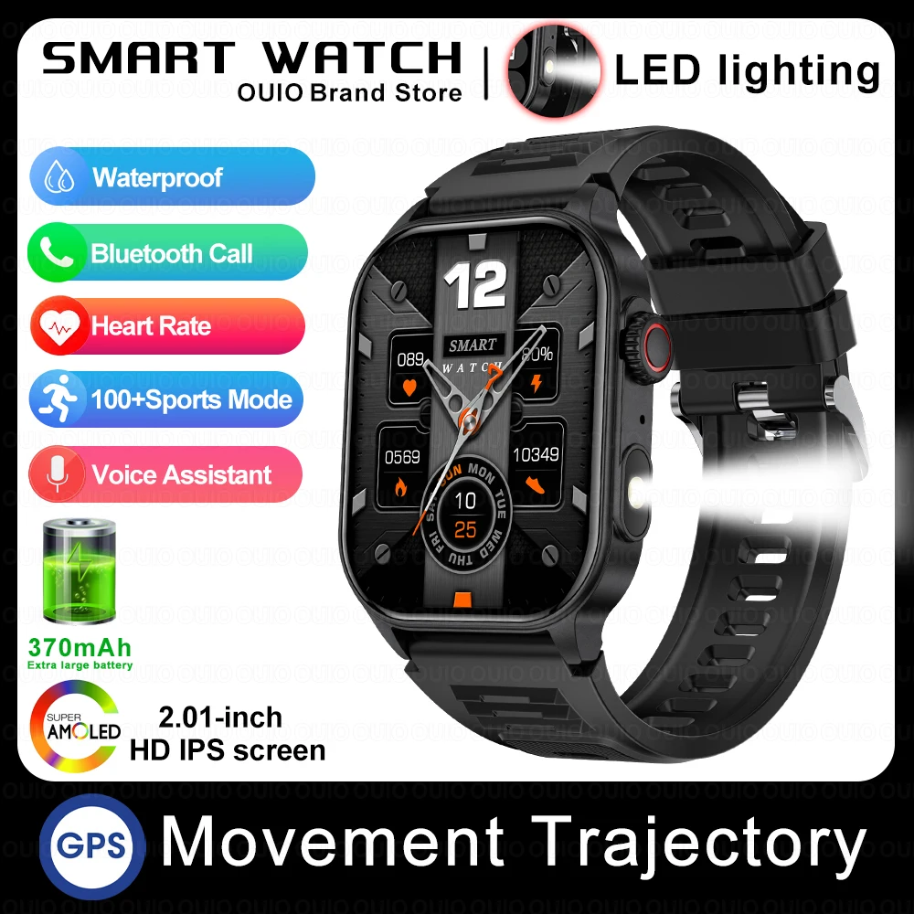 2024 New Outdoor Sport Smart Watch 2.01 Inch AMOLED HD screen 3ATM Waterproof Compas Bluetooth Call smartwatch for Huawei Xiaomi