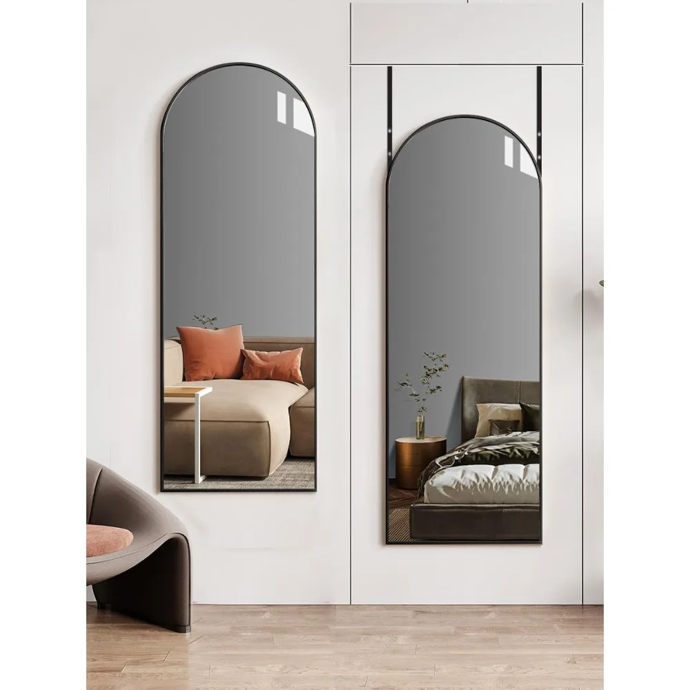 Door mirror, full-length mirror on door, 14'' x 48'' hanging mirror, large arched mirror, hanging/tilting, home décor